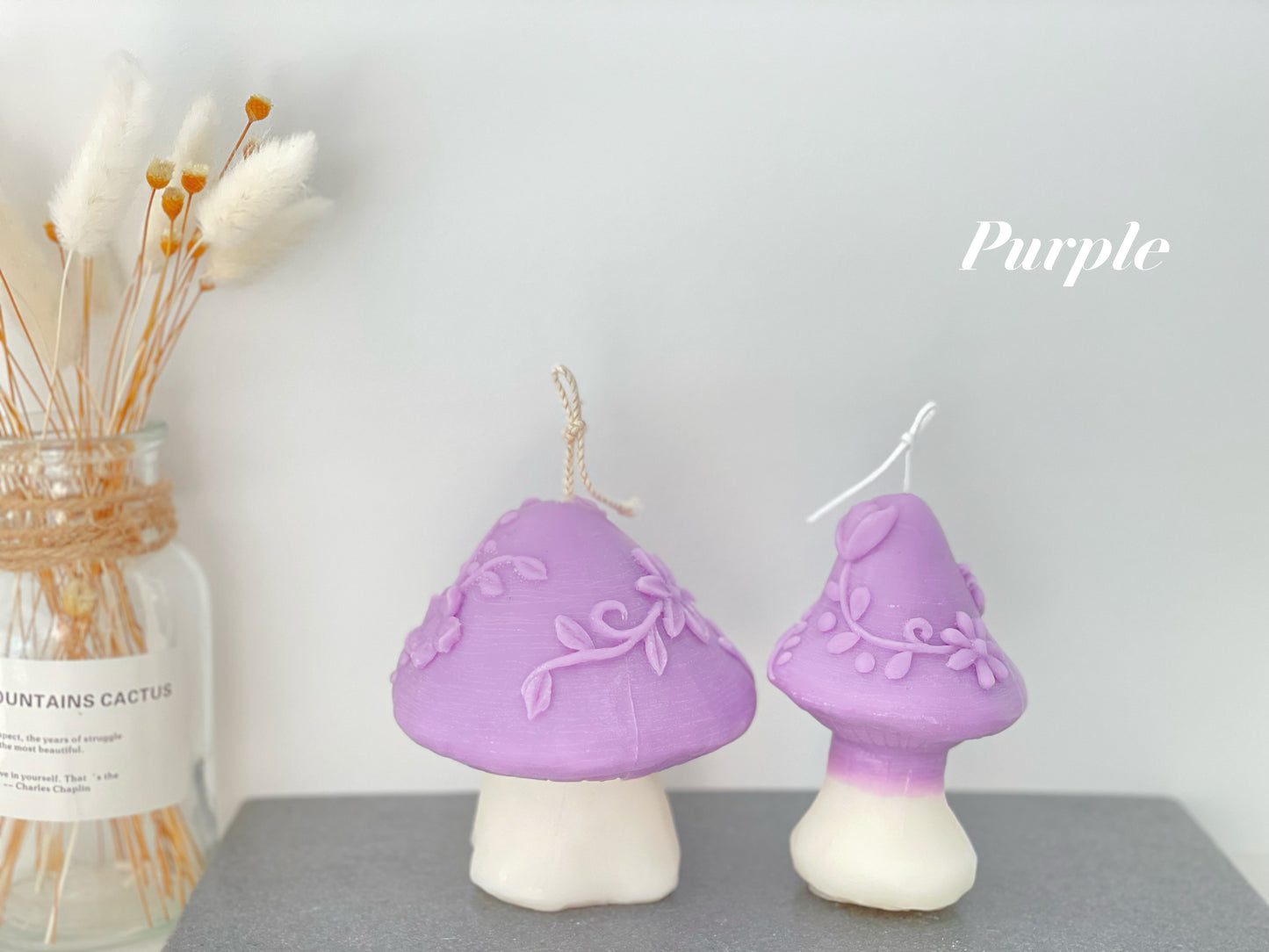 Mushroom Candle with Flower Pattern