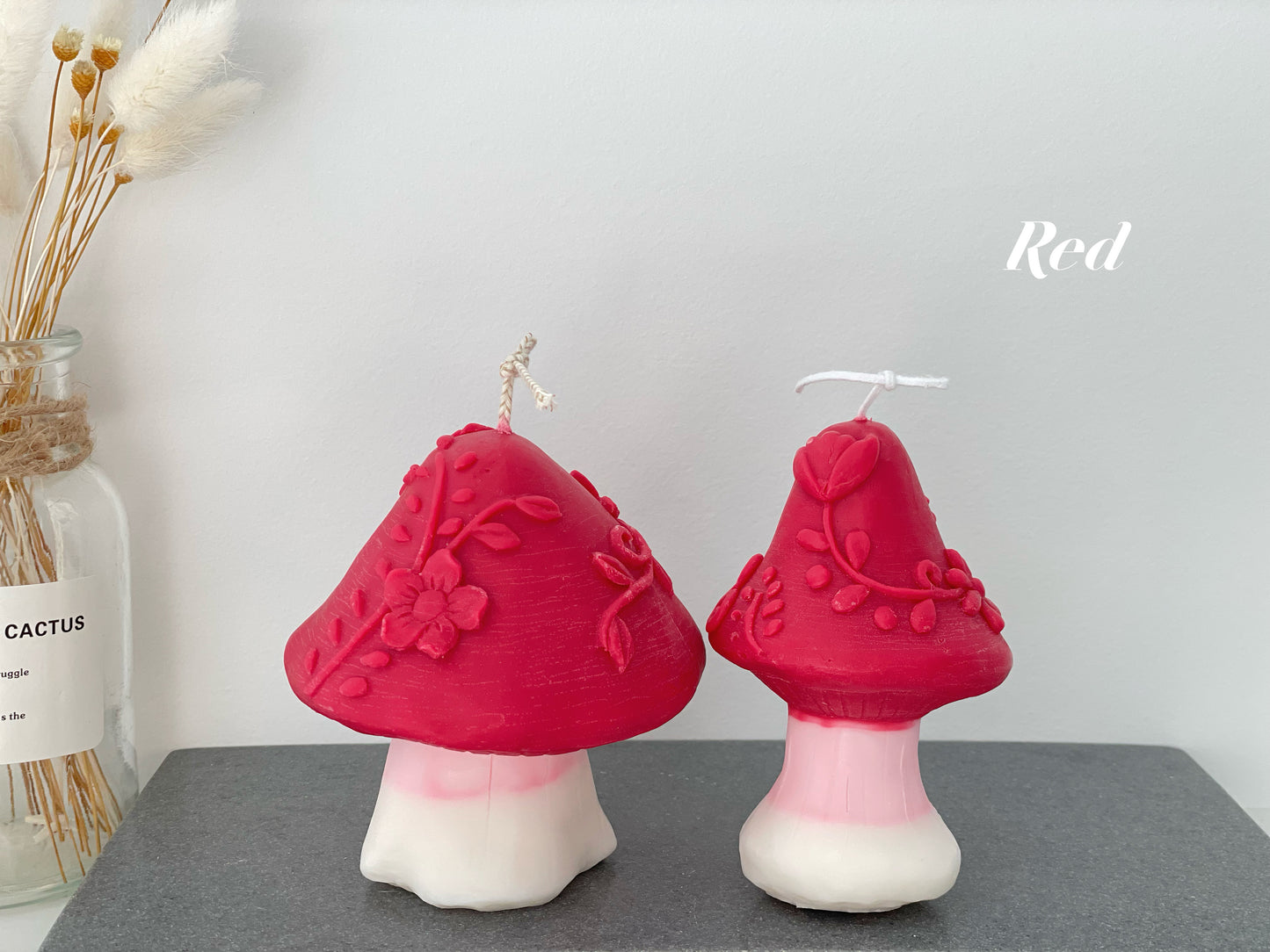Mushroom Candle with Flower Pattern