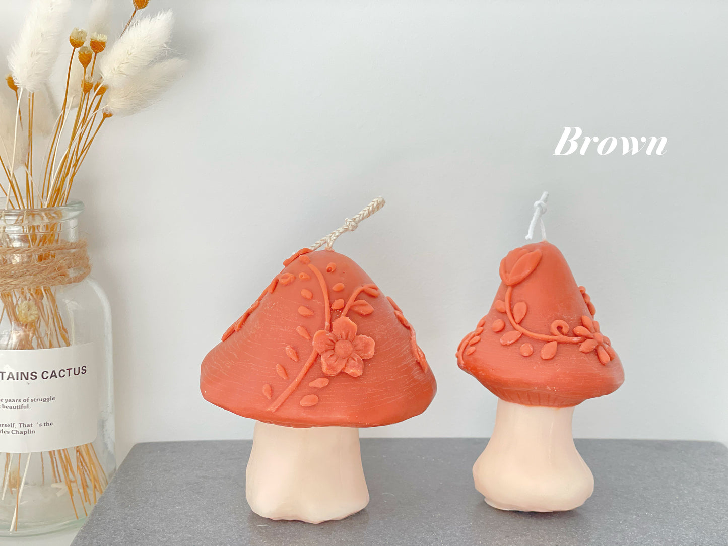 Mushroom Candle with Flower Pattern