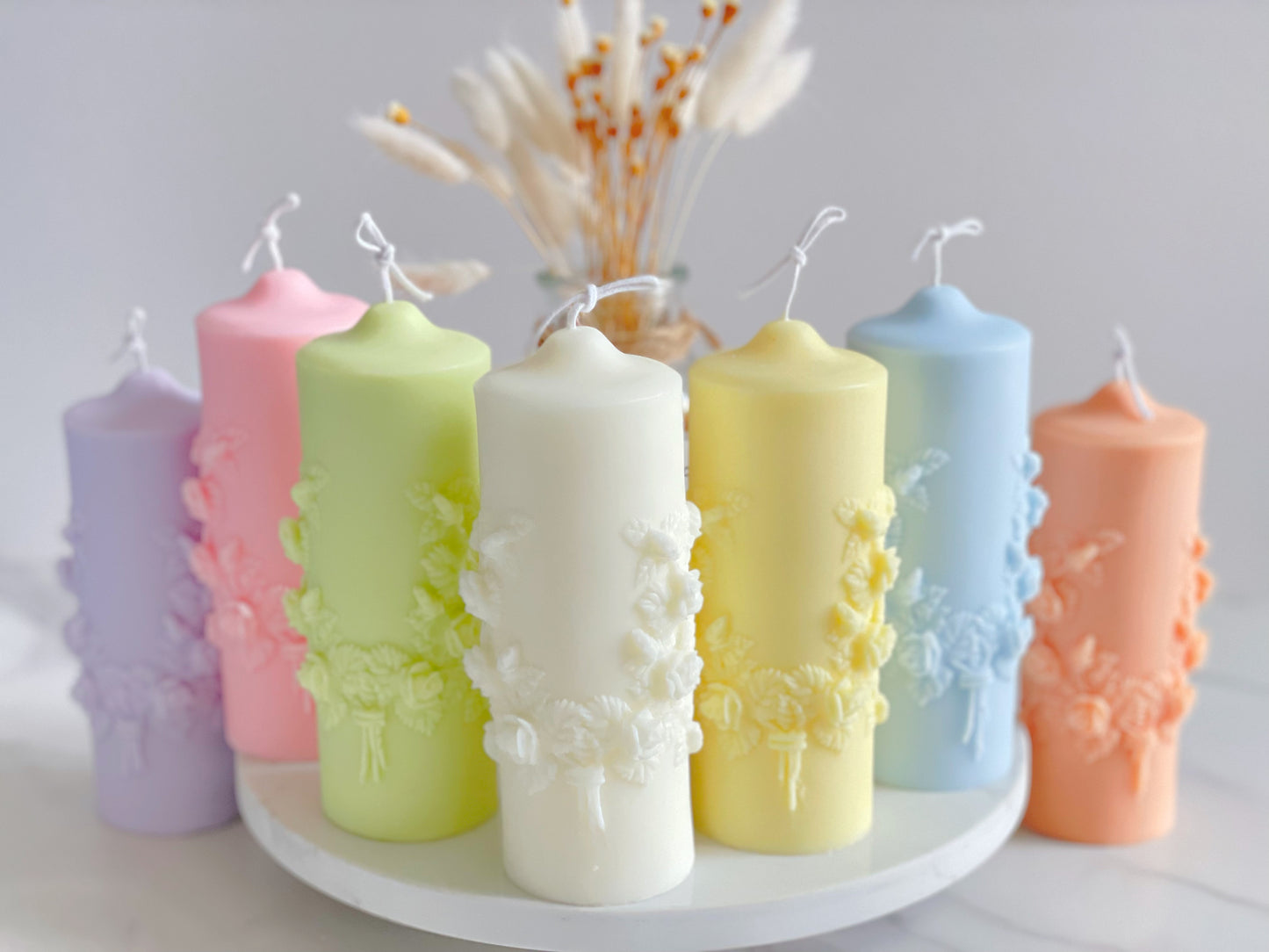 Rose Bouquet Pillar Candle