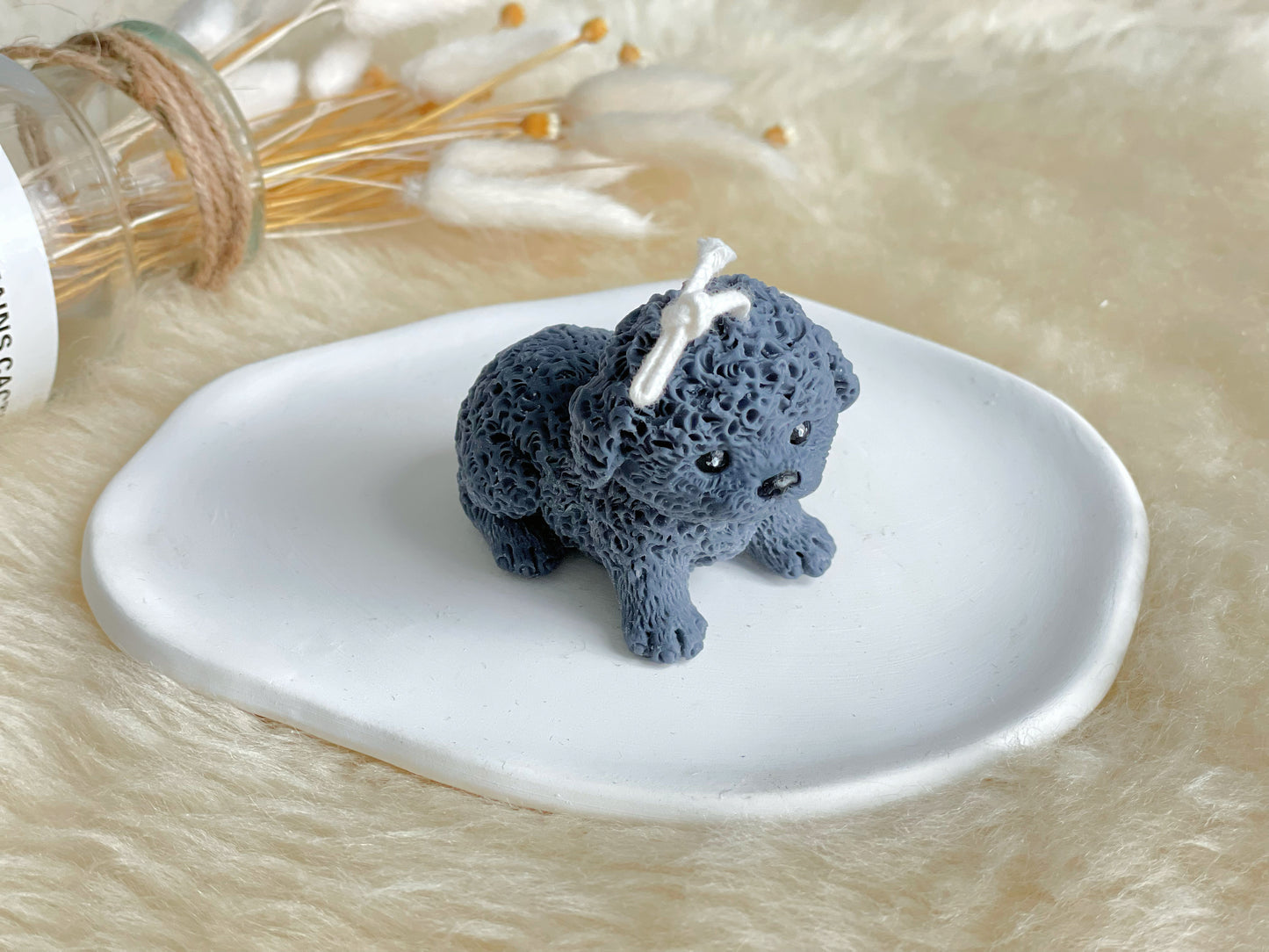 Mini Toy Poodle Puppy Candle
