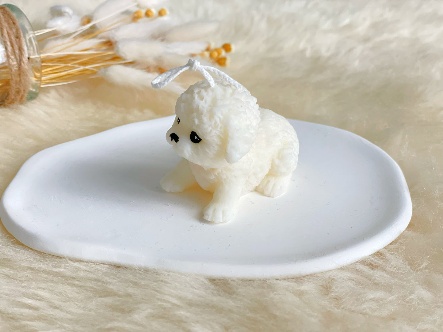 Mini Toy Poodle Puppy Candle