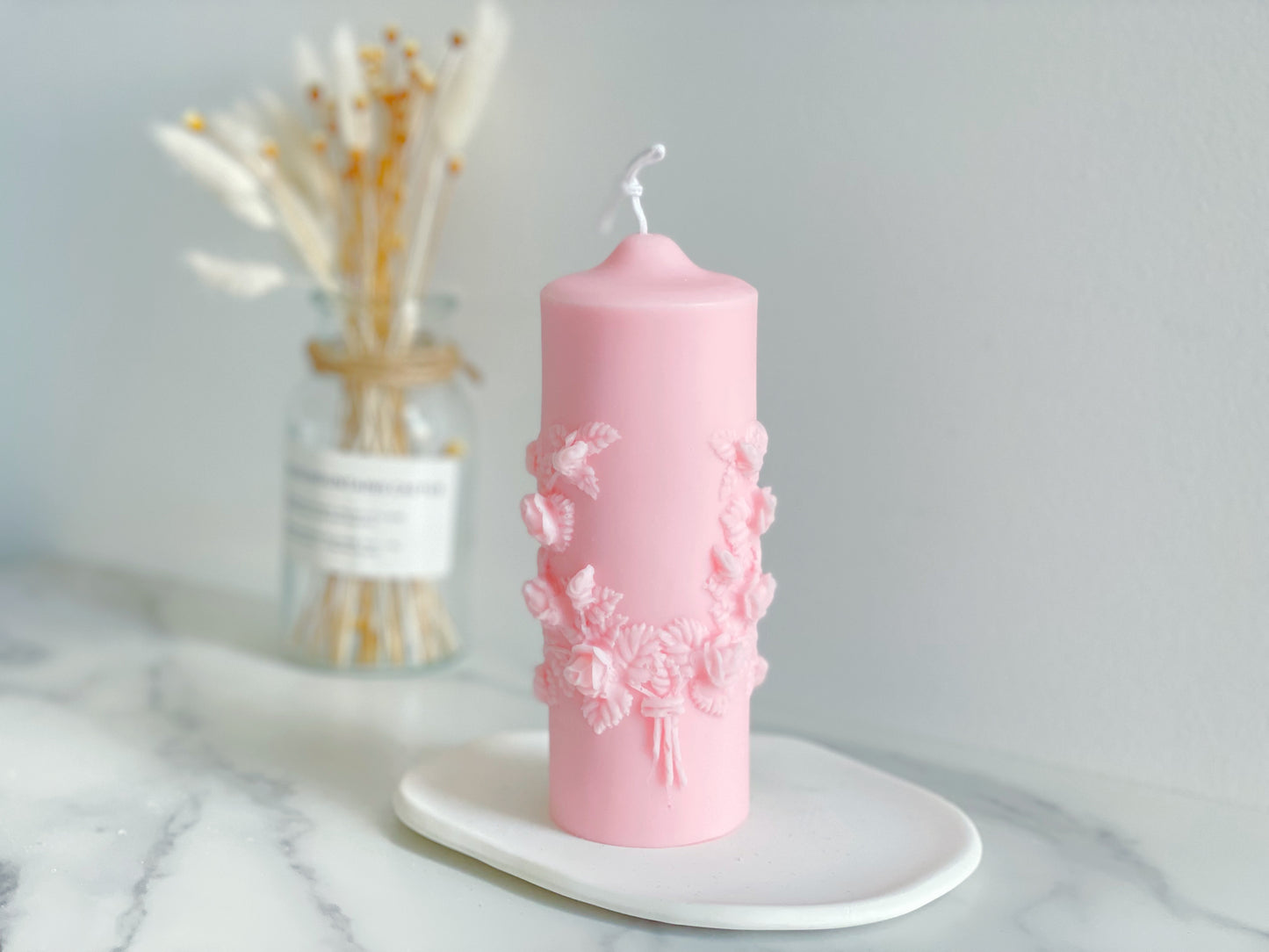 Rose Bouquet Pillar Candle