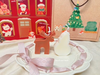Snowman and Reindeer Candle