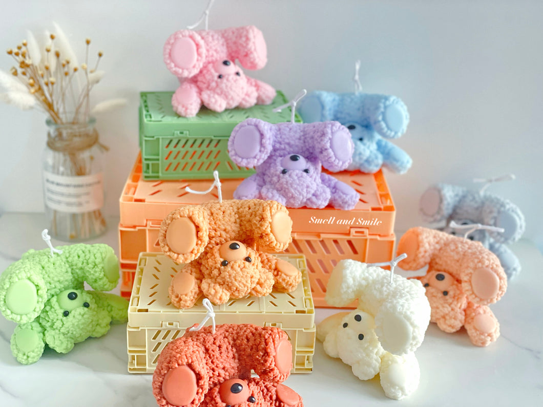 Fluffy Upside Down Teddy Bear Candle