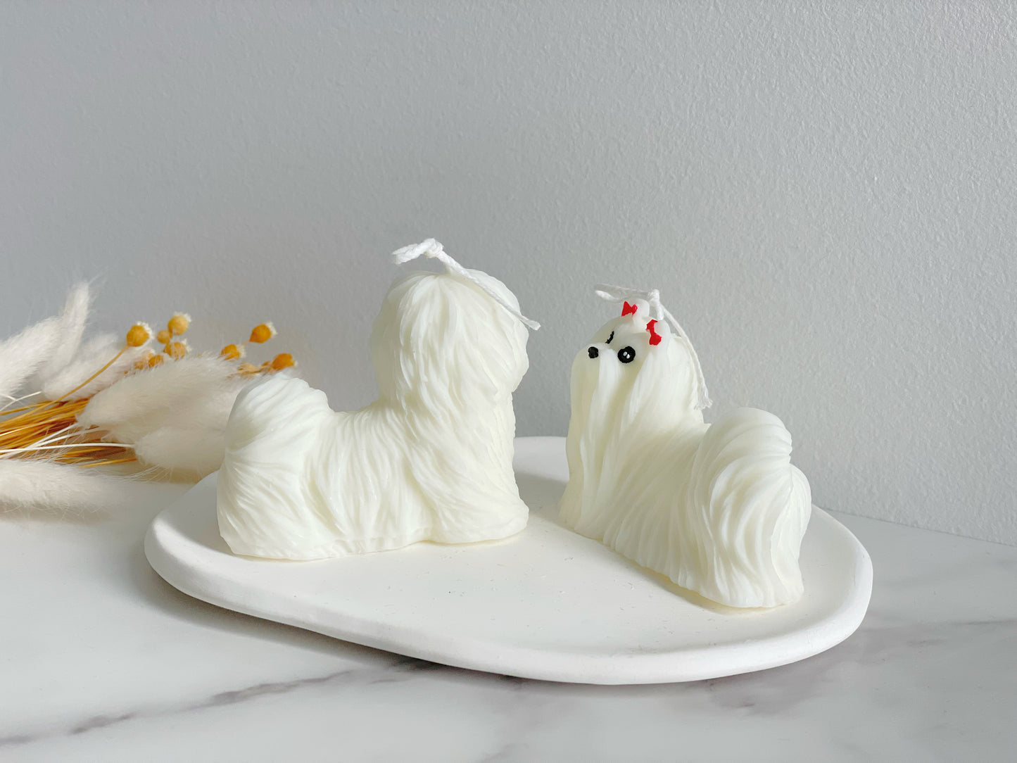 Maltese/Shih Tzu Puppy Pillar Candle