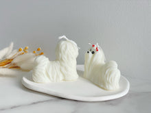 Load image into Gallery viewer, Maltese/Shih Tzu Puppy Pillar Candle
