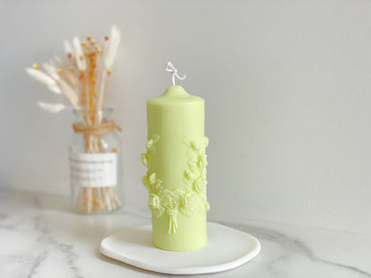 Rose Bouquet Pillar Candle