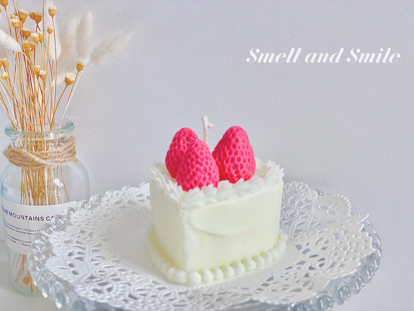 Heart Shaped Strawberry Cake Candle